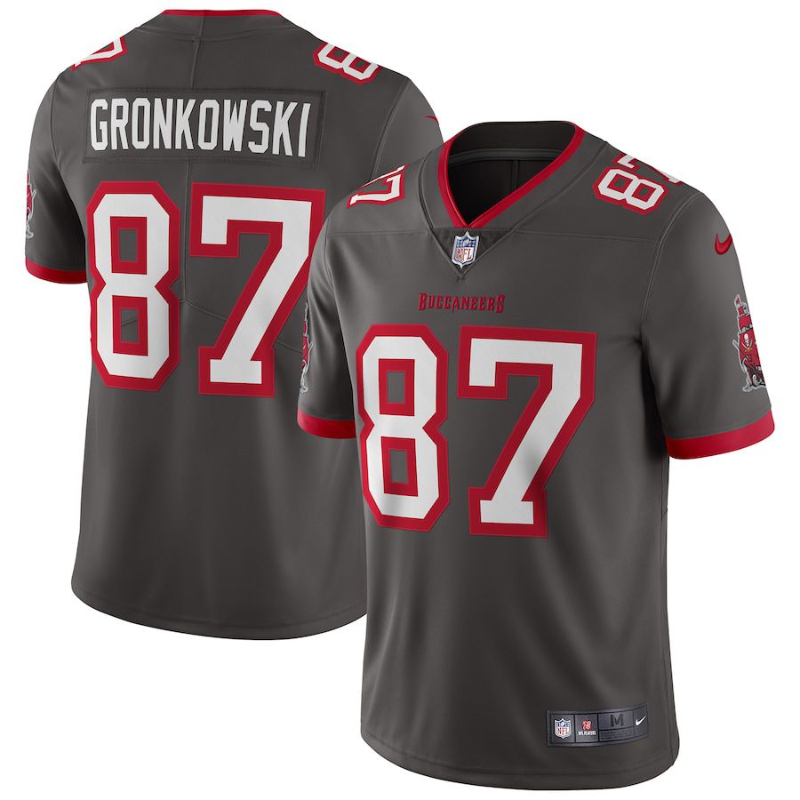 Men Tampa Bay Buccaneers 87 Rob Gronkowski Nike Pewter Alternate Vapor Limited NFL Jersey